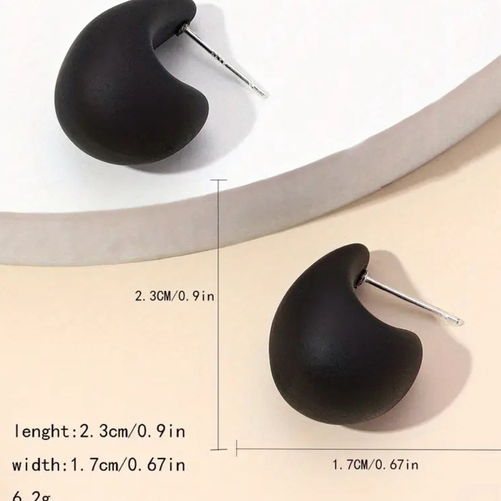 Black Crescent Stud Earrings